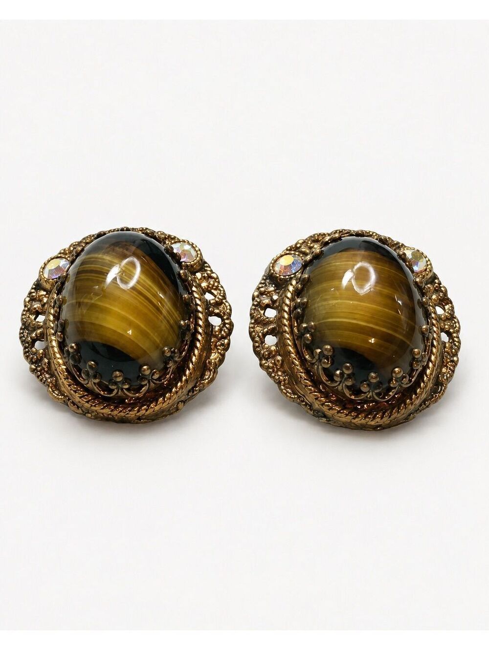 Vintage West Germany Slag Glass Clip-On Earrings